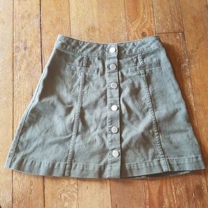 Olive green button down H&M skirt